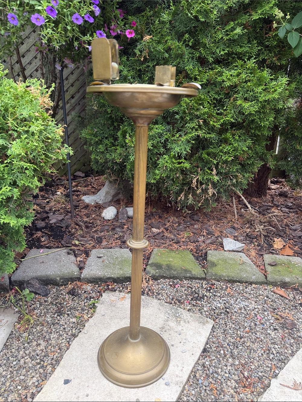 Vintage Brass Standing Ashtray Floor Model dating from 1940s to 1960s